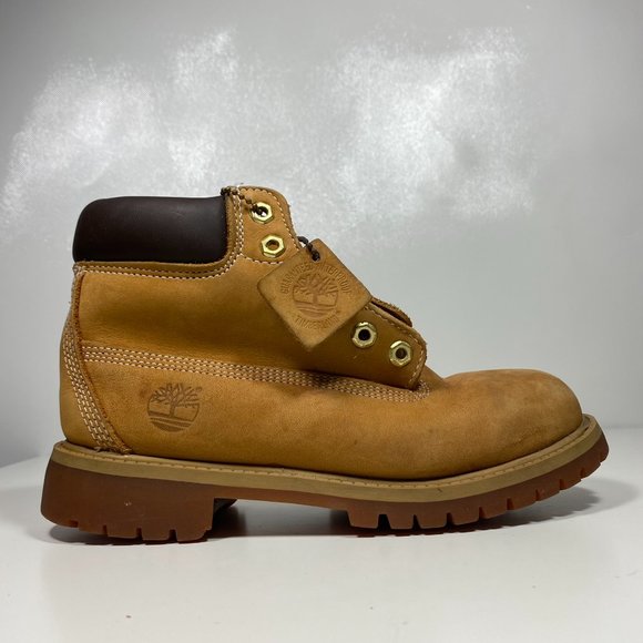 Timberland Youth Boots Waterproof Nubuck Wheat Brown Sz 3M - Picture 8 of 16